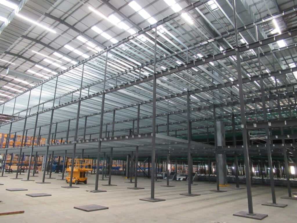 large multi level mezzanine floor under construction