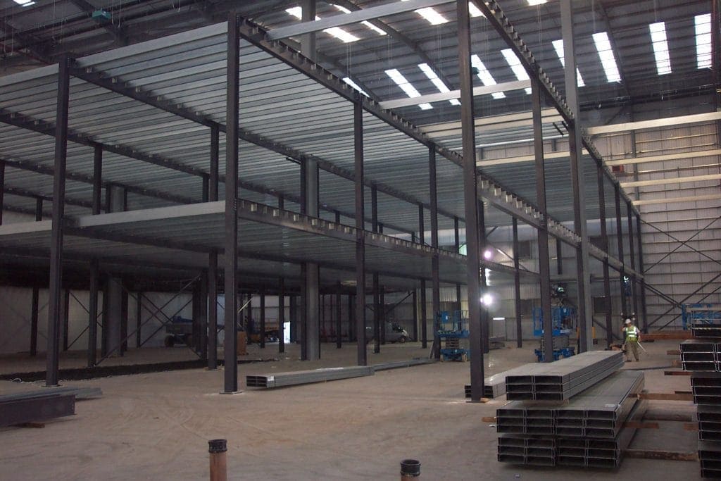 multi tier mezzanine floor during construction