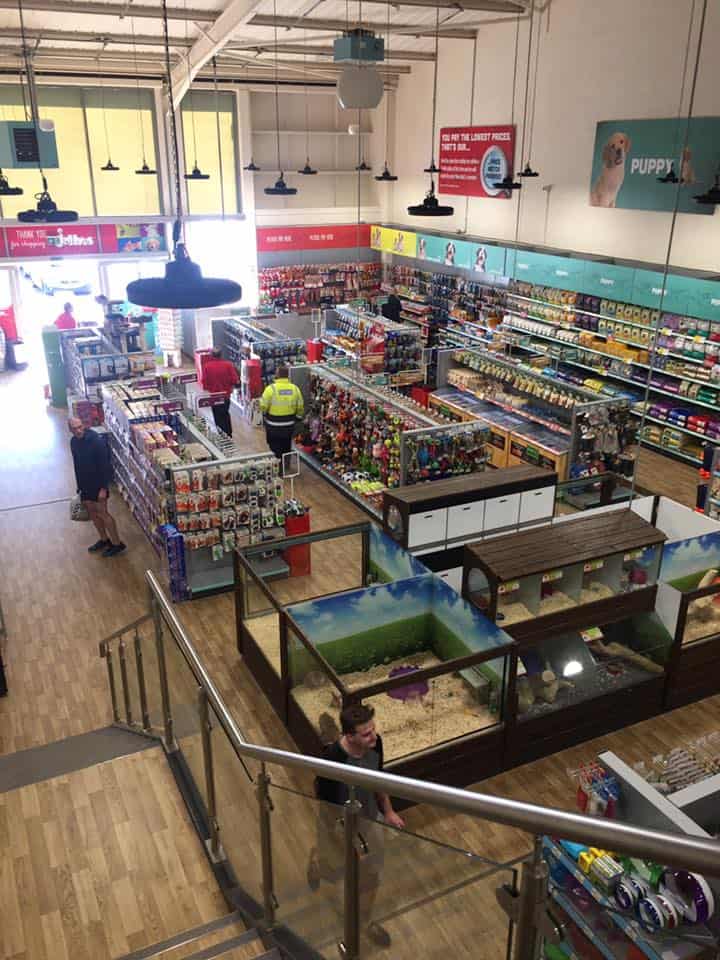 mezzanine staircase in pet retail store