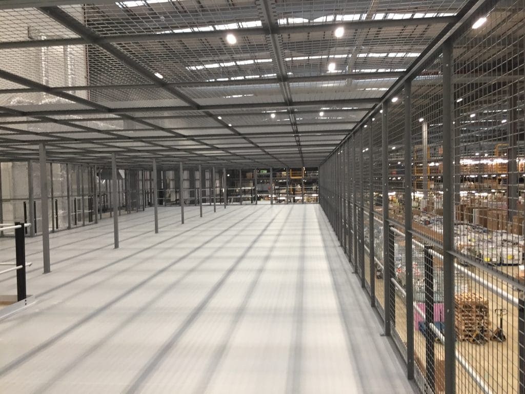 mezzanine floor with mesh panels