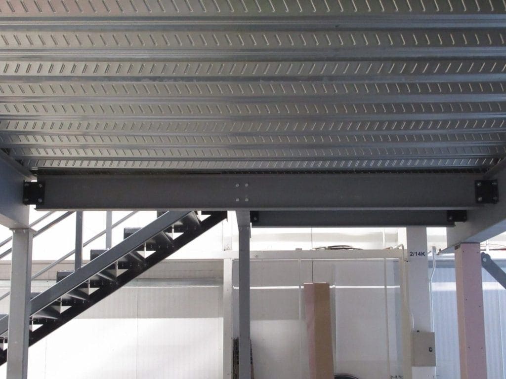 underside of mezzanine floor showing steel work
