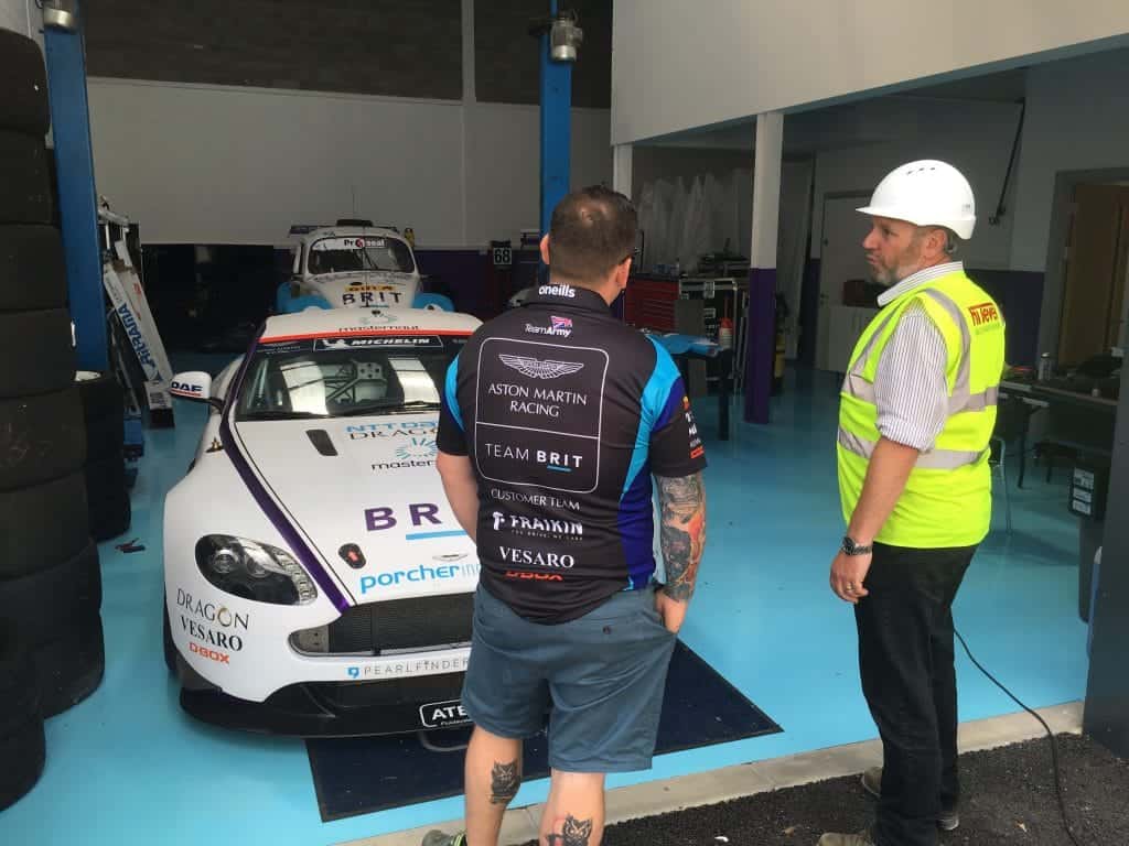 hi level staff member and team brit staff member at team brit garage