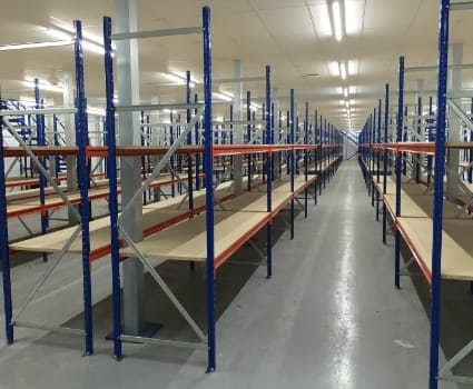 empty shelving in warehouse
