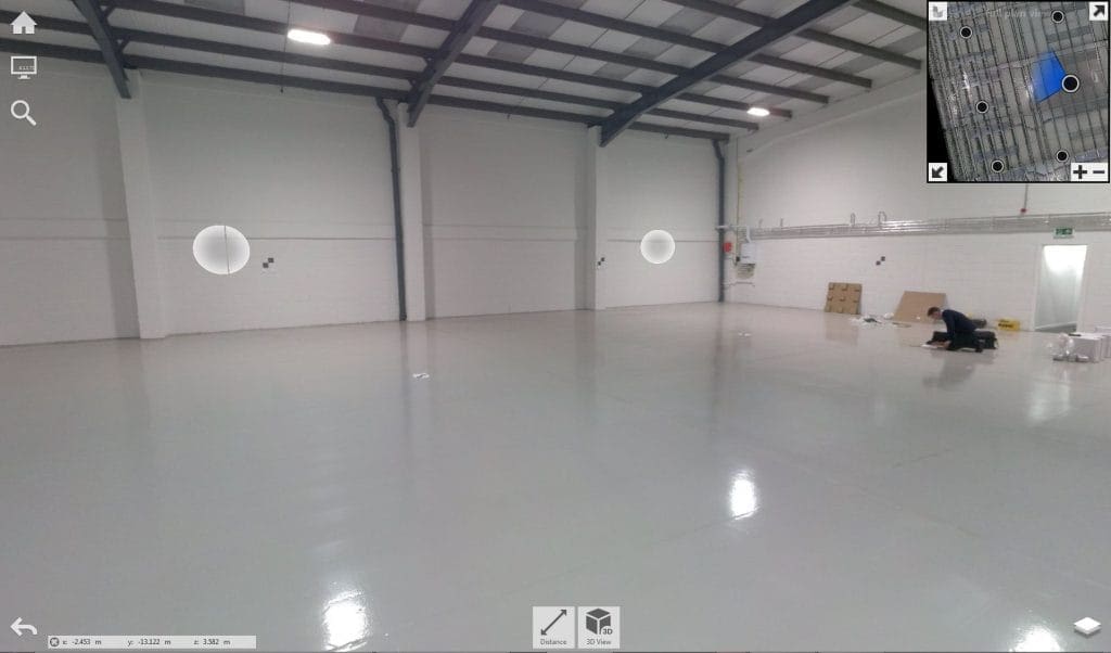 empty warehouse building as viewed by survey scanning equipment
