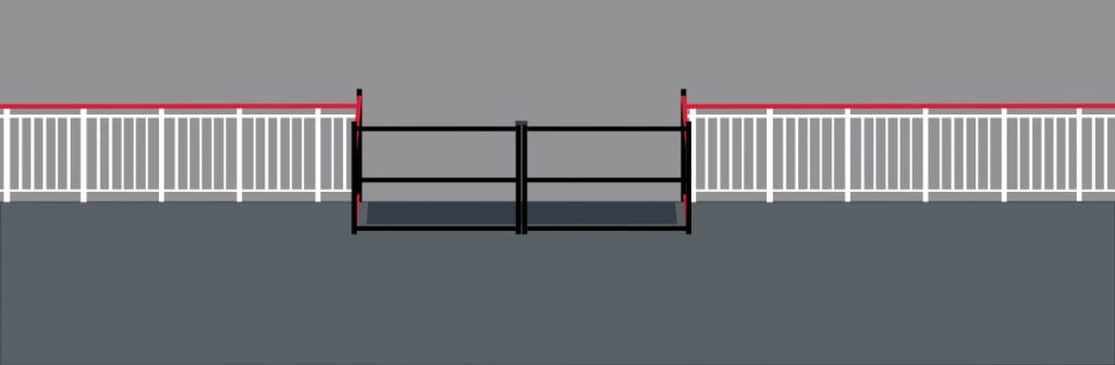 graphic of swing pallet gate and edge protection