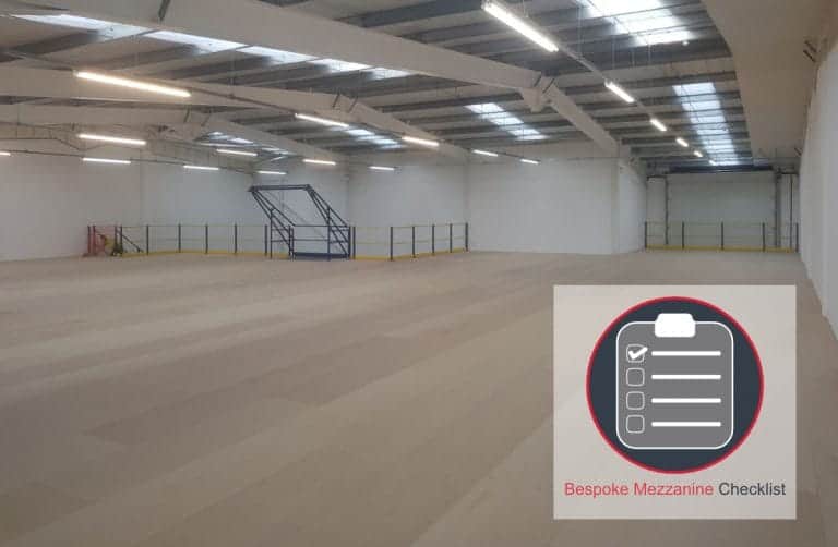 mezzanine floor with bespoke mezzanine checklist graphic