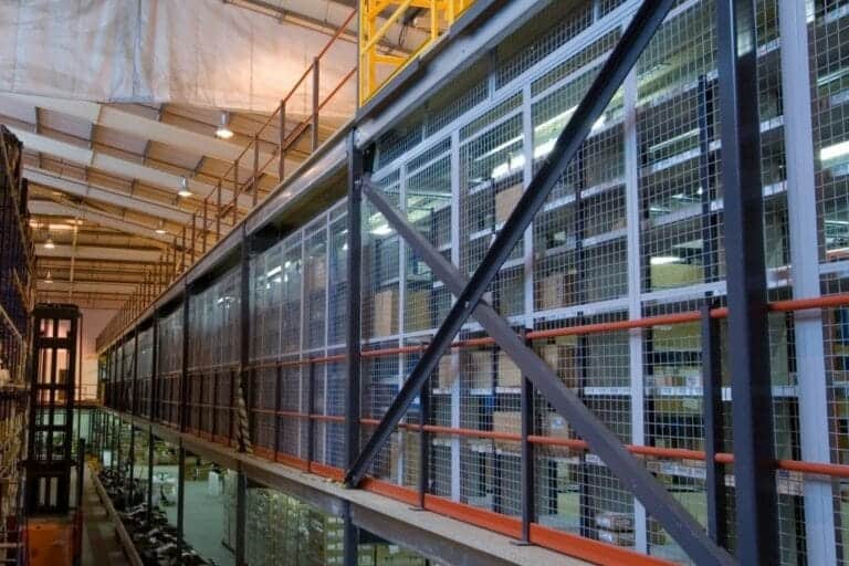 multi level mezzanine floor with mesh panels