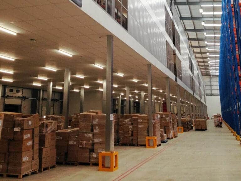 warehouse with mezzanine floor for logistics company