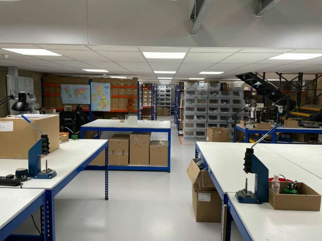 mezzanine floor in manufacturing warehouse