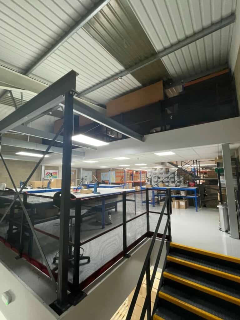 mezzanine floor in manufacturing warehouse