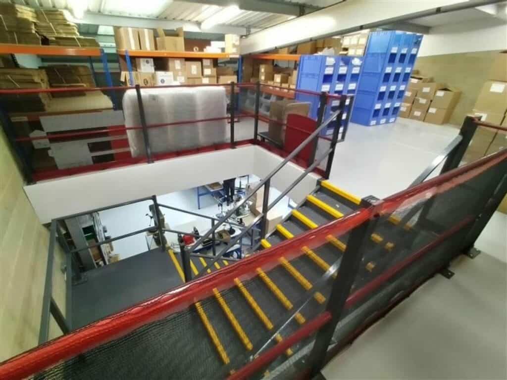 mezzanine floor in manufacturing warehouse