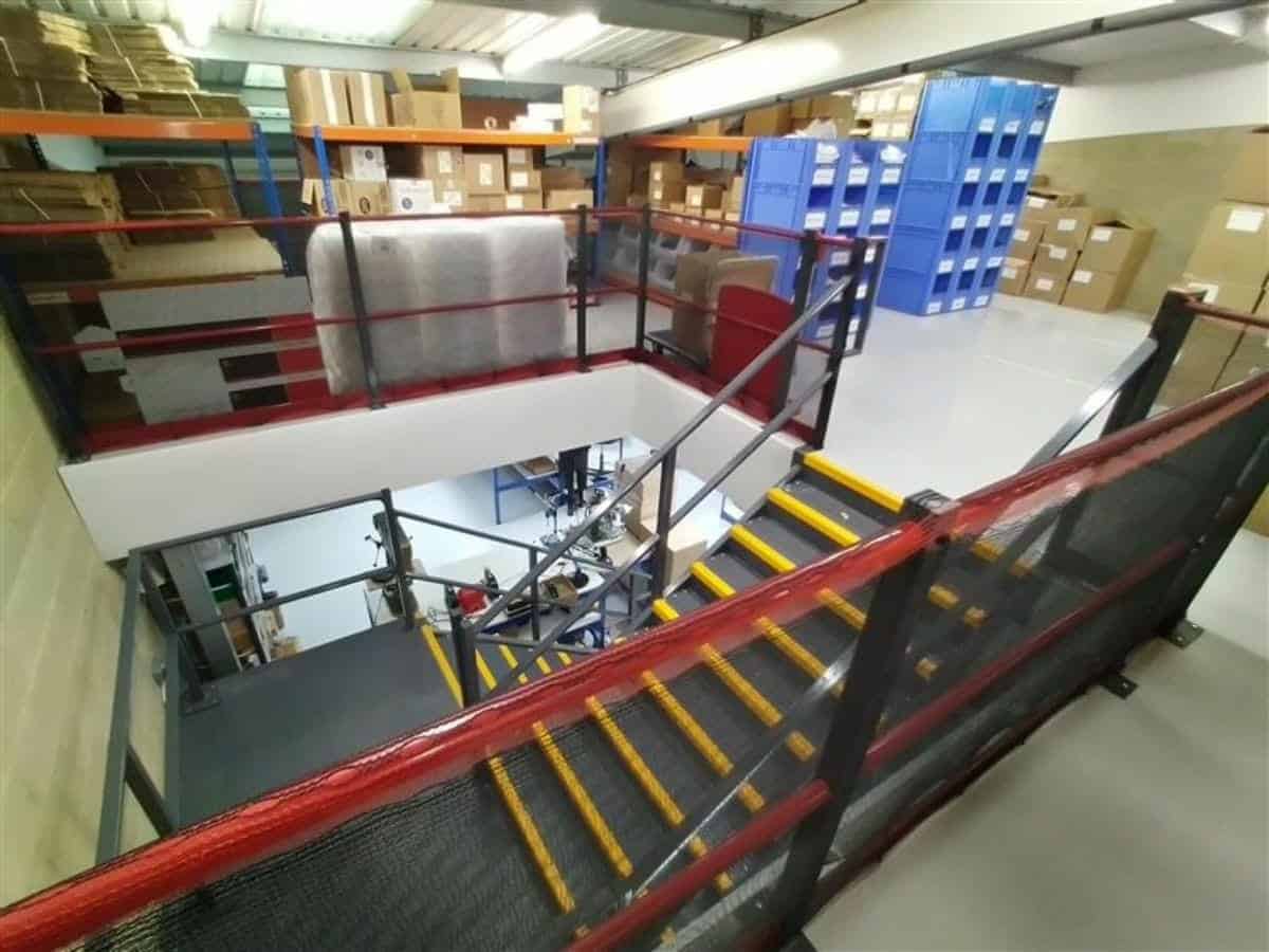 mezzanine floor in manufacturing warehouse