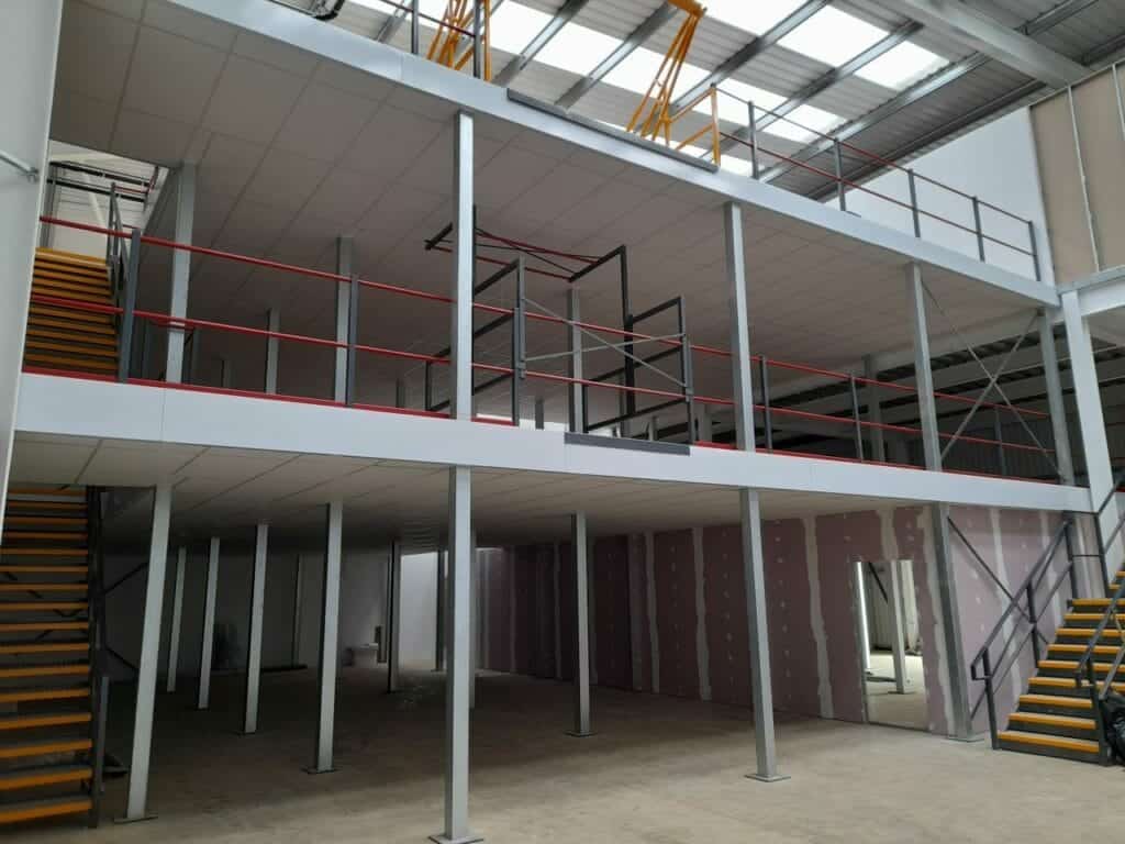 multitier mezzanine floor with fire protection
