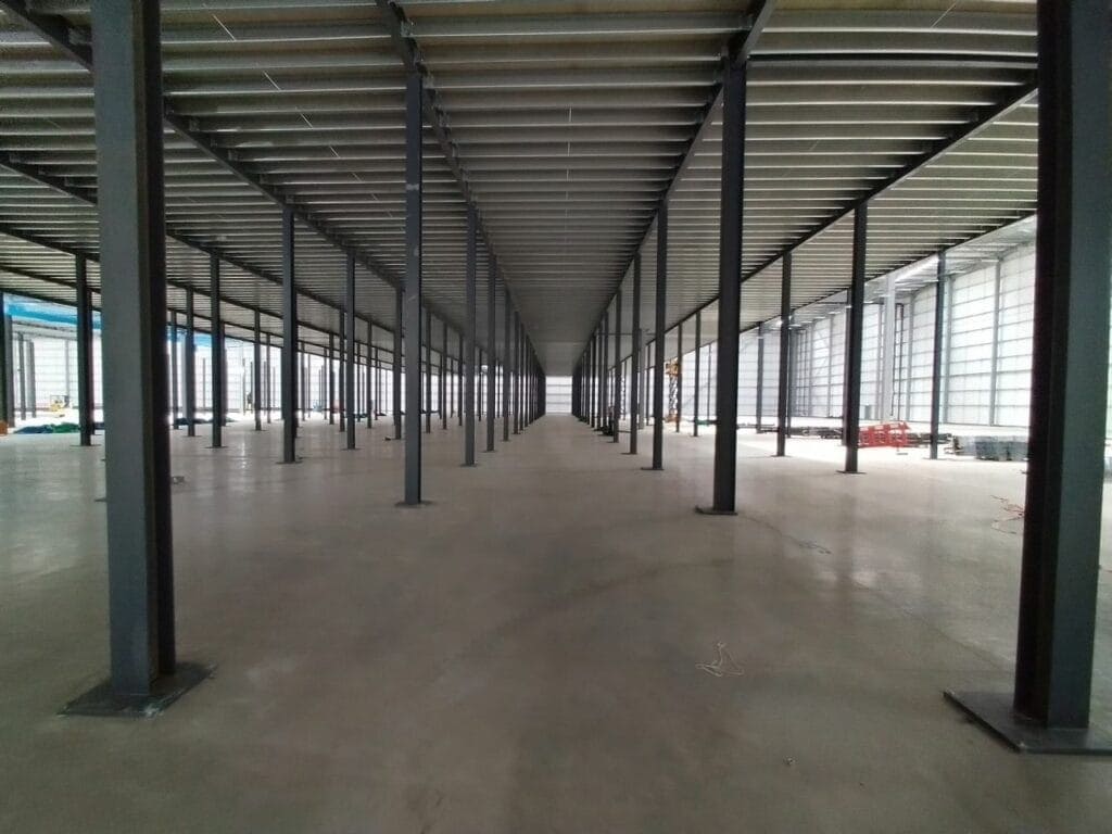 underneath mezzanine floor showing steelwork