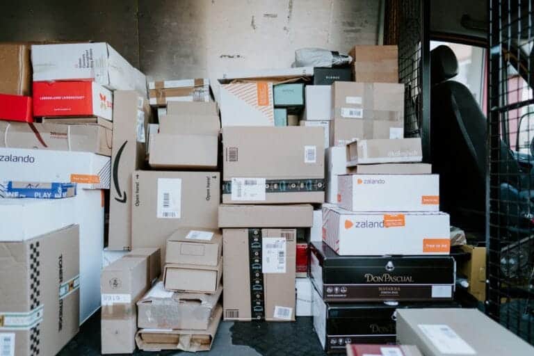 parcels in back of delivery van