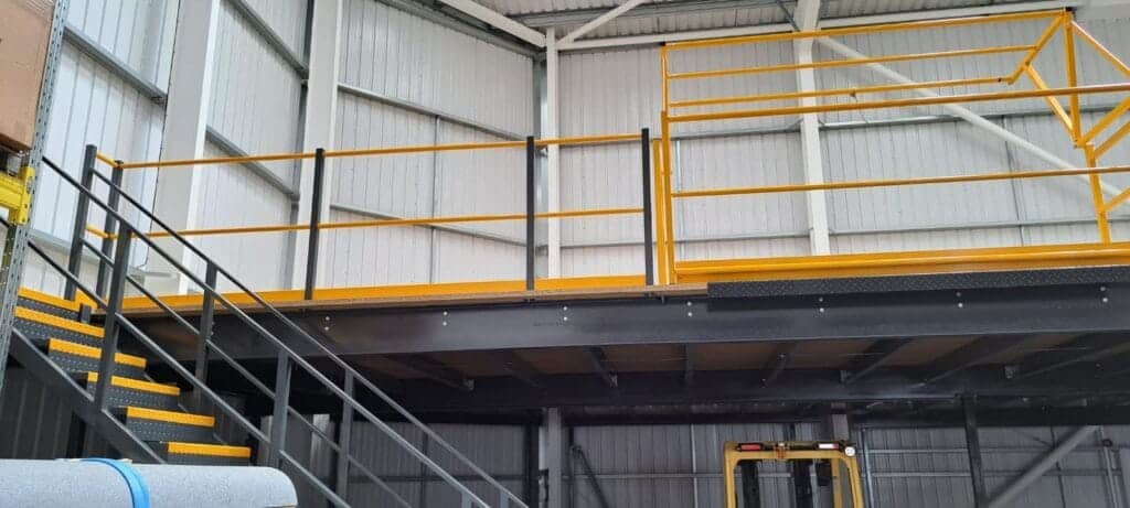 mezzanine staircase and pallet gate