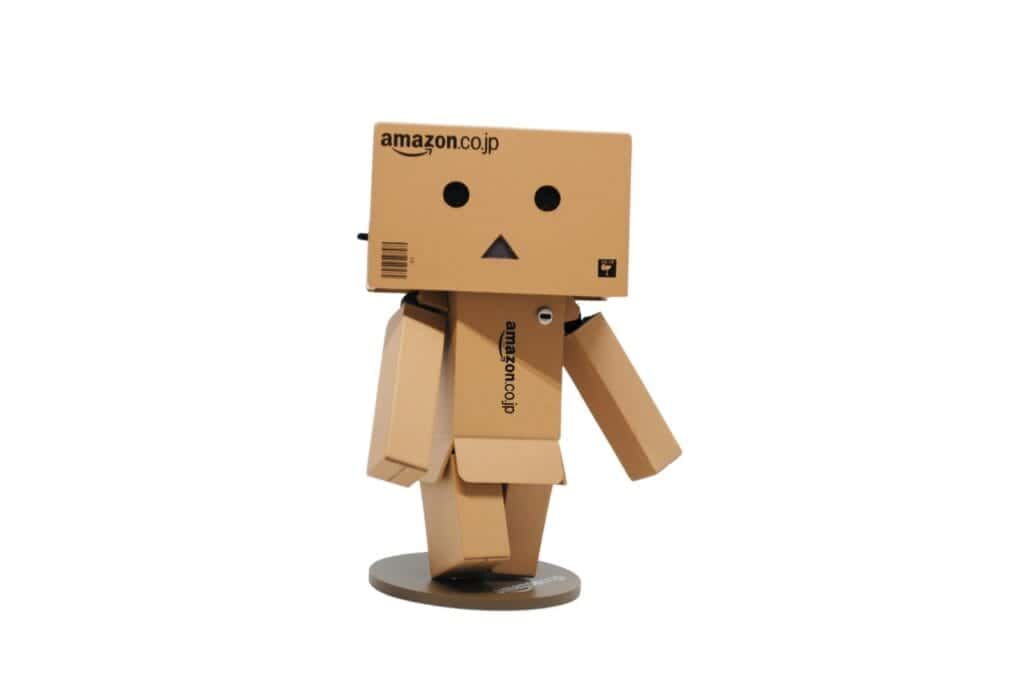 figure made of amazon boxes