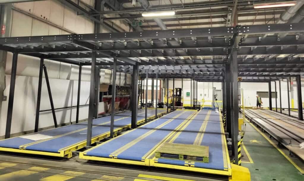 mezzanine floor during installation above conveyor