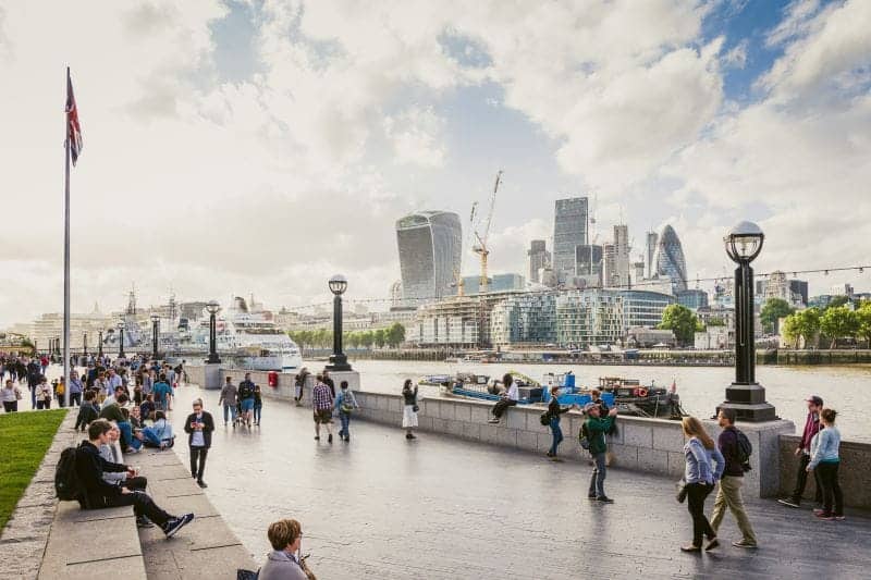 london cityscape across river thames