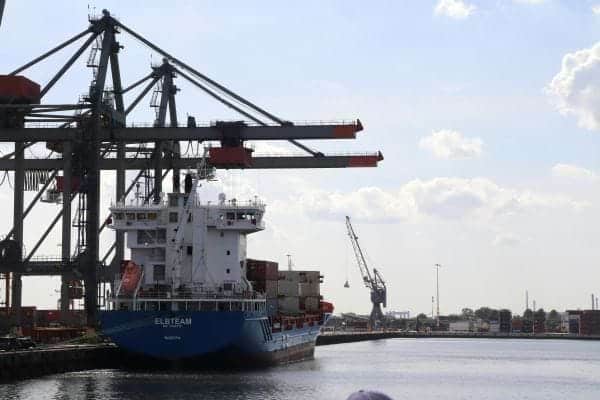 freight container ship in dock