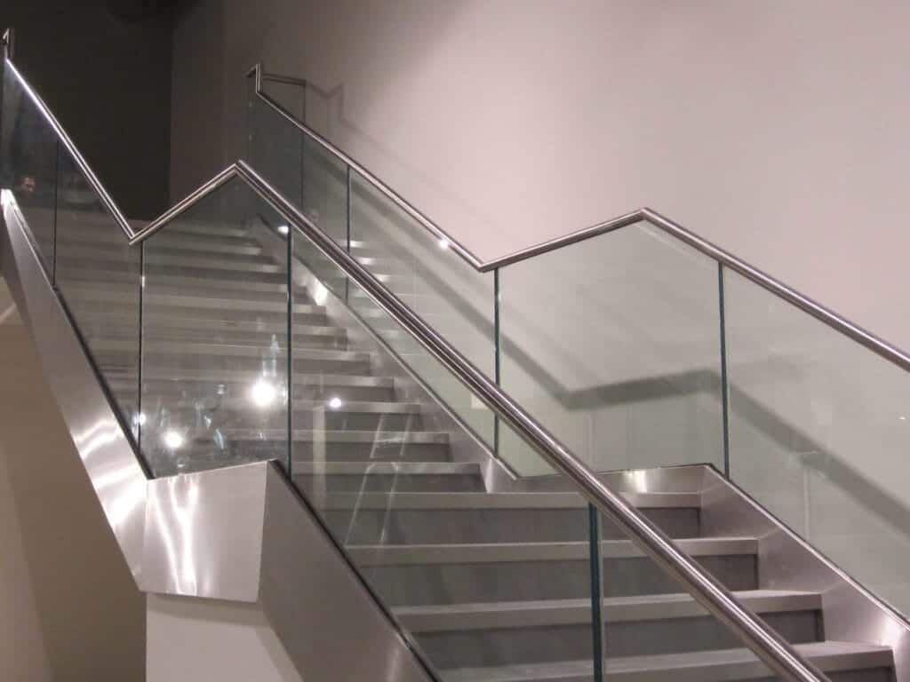 stainless steel and glass staircase