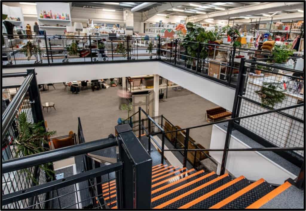 mezzanine floor in retail showroom