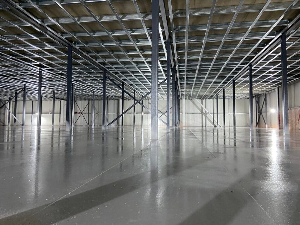 mezzanine floor steelwork at site for space station self storage